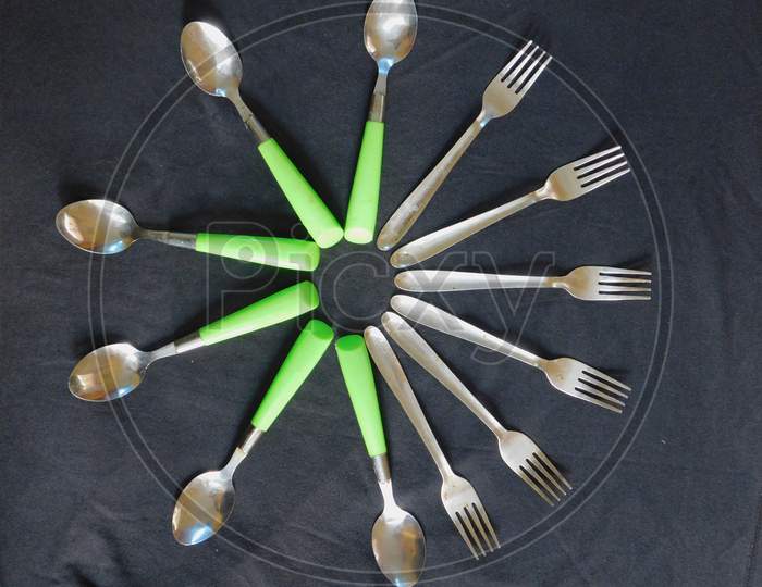 Spoons and forks.