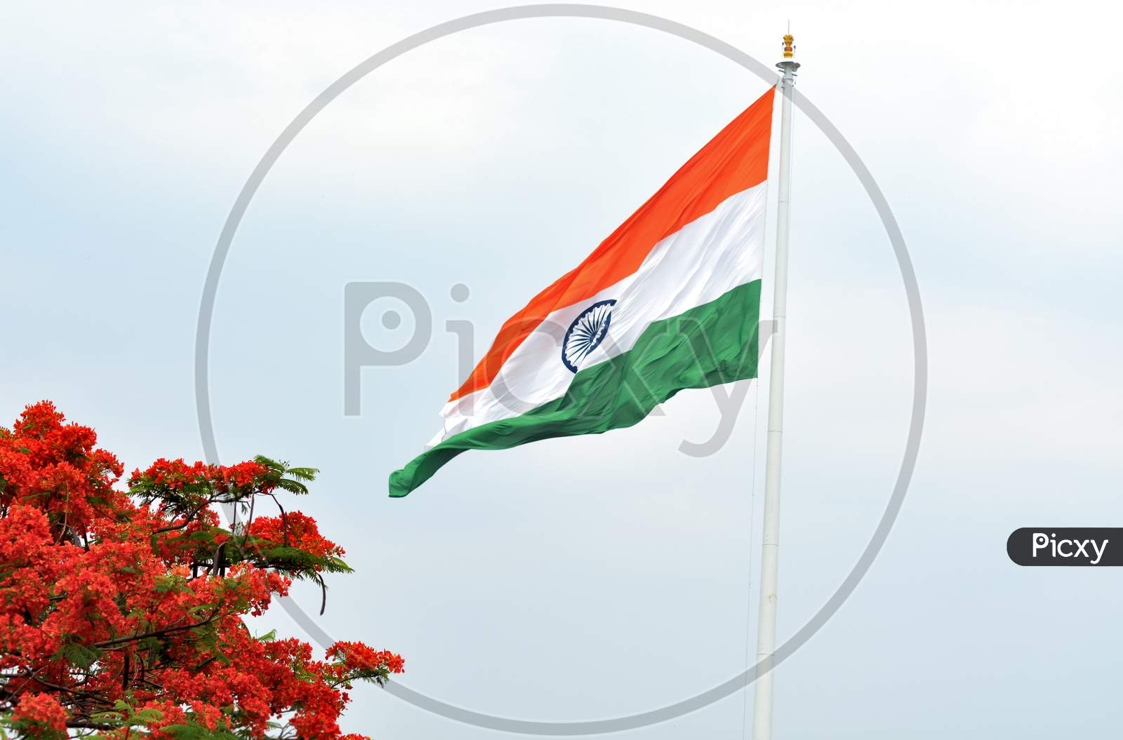 Indian Flag Waving In A Air On Independence Day Of India