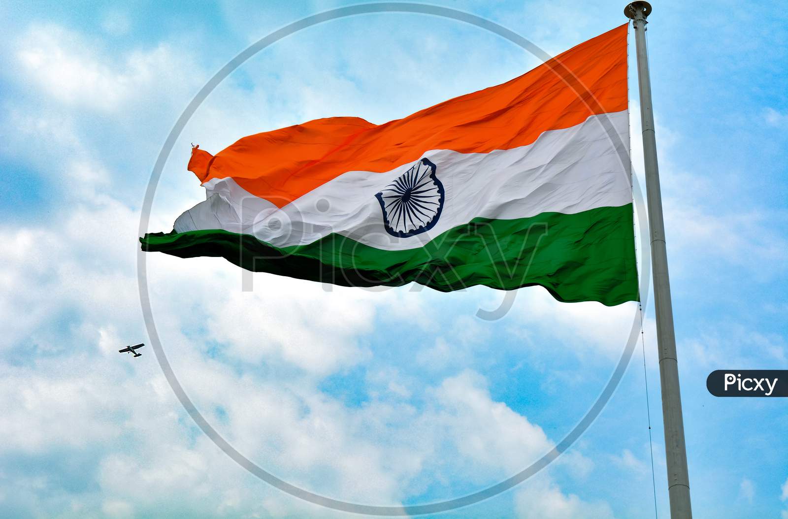 Indian Flag Waving In the Air On Independence Day Of India