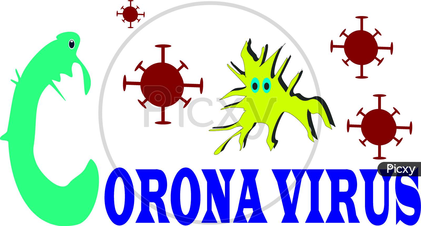 Corona Virus Cartoon Logo Style Illustration