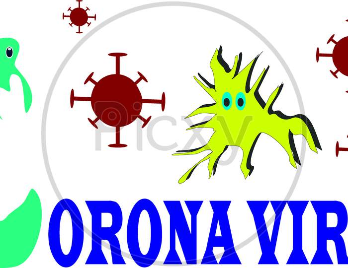 Corona Virus Cartoon Logo Style Illustration
