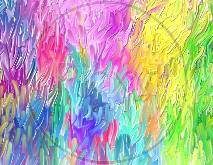 Colorful Abstract Digital Liquid Paint Brush Stroke In Background