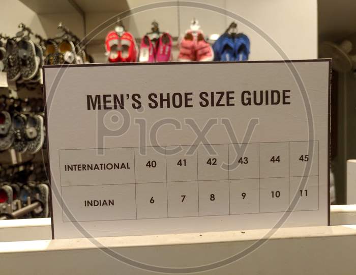 Men's shoe size guide . Shoe size guide .