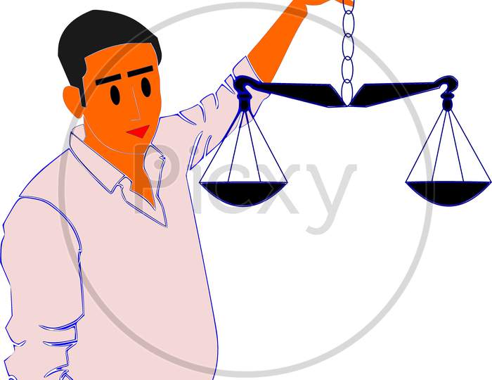 Law Judiciary Symbolic Pattern Illustration Art Cartoon Style.