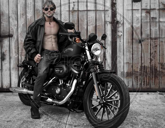 Male Model And Owner Of This Harley Davidson