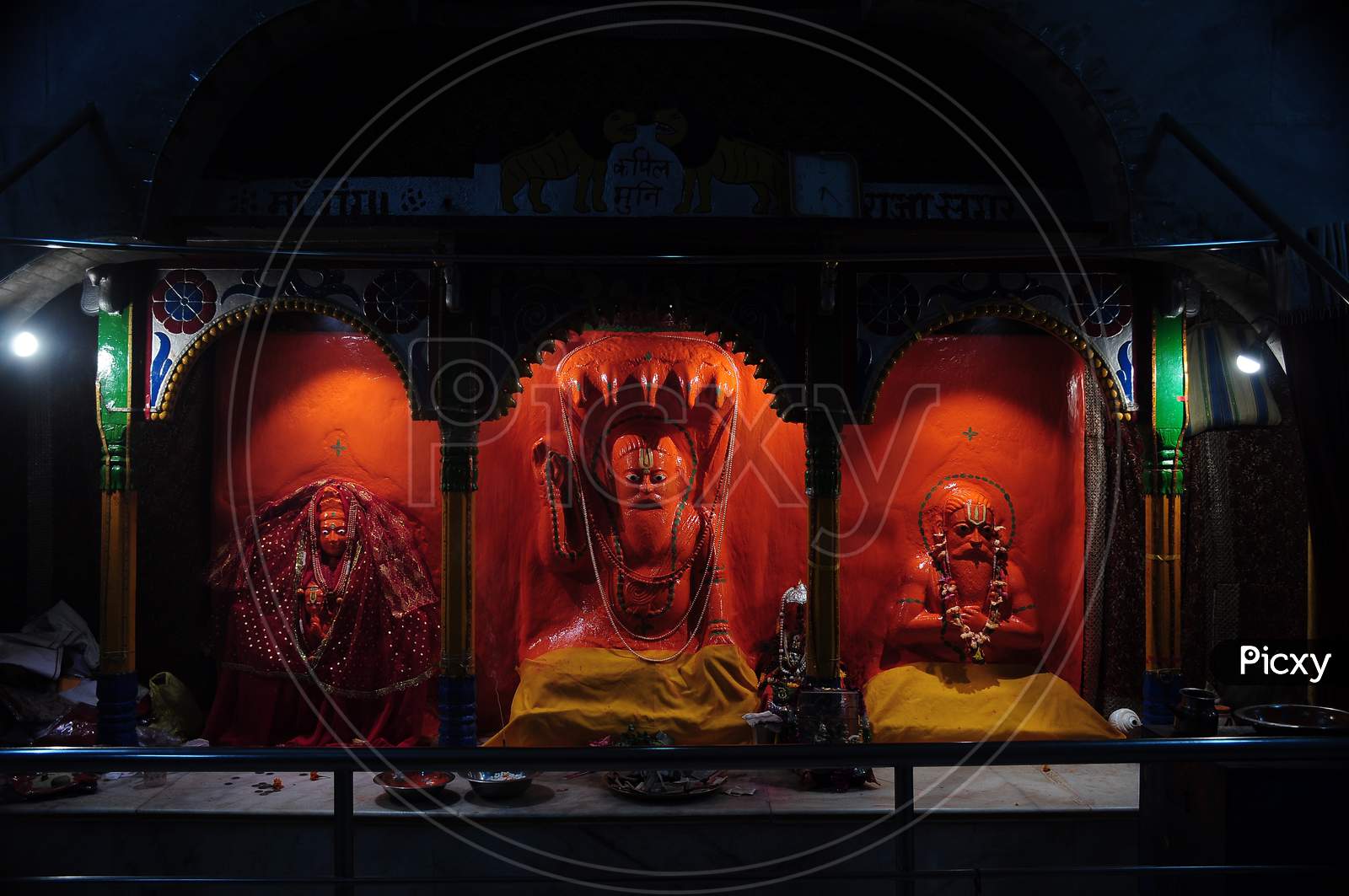 Inside the temple of Kapil Muni at gangasagar