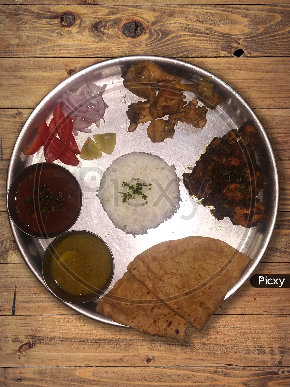Indian Traditional Chicken Thali  - Non-veg plate - Full main course dish