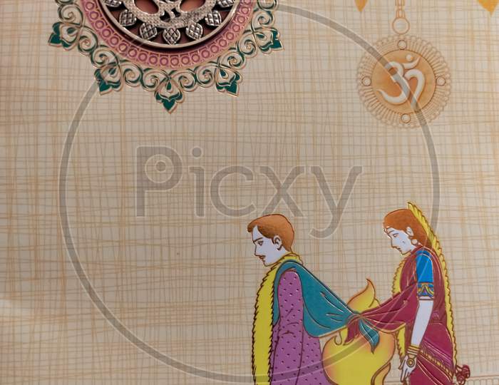 Indian traditional wedding invitation card.