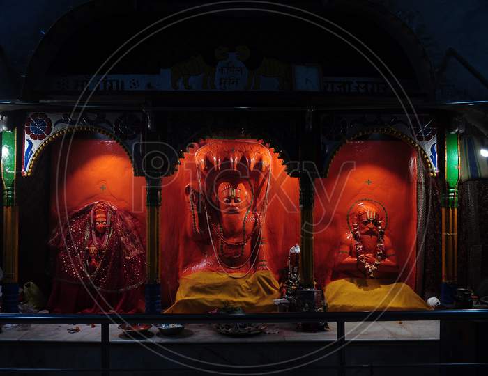 Inside the temple of Kapil Muni at gangasagar