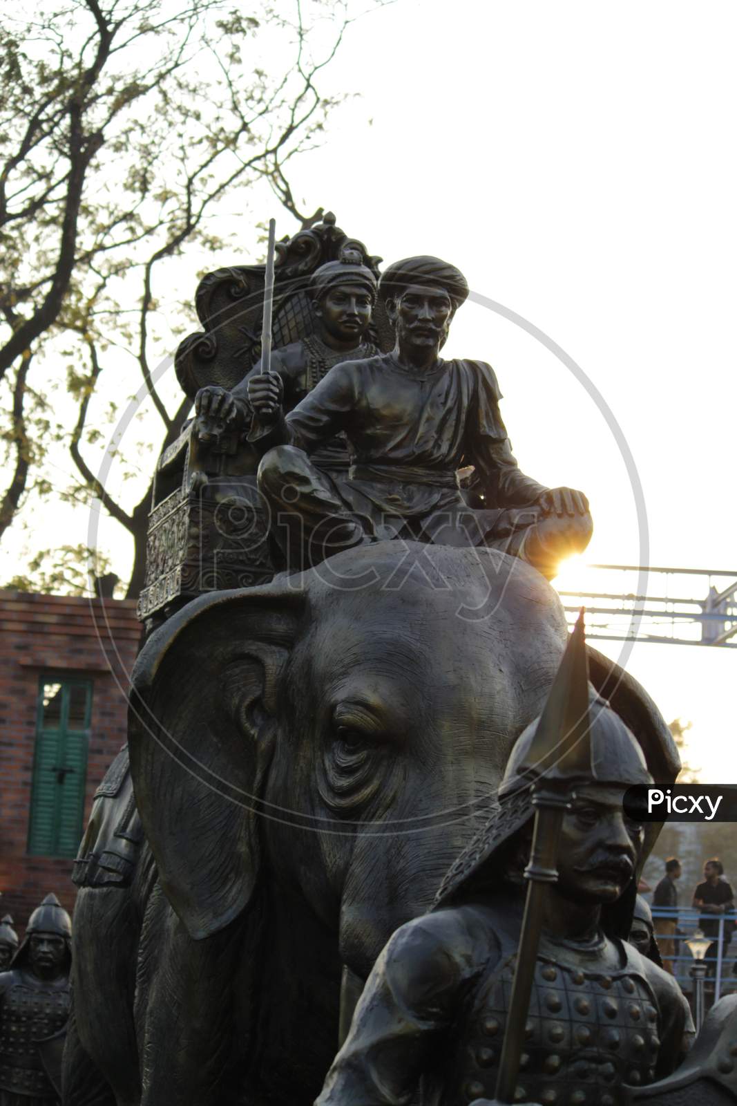Indian historical King's sitting arrangements on elephant in war time display with selective focus at "Shivaji Park" on ,Barasat, North 24 Parganas.