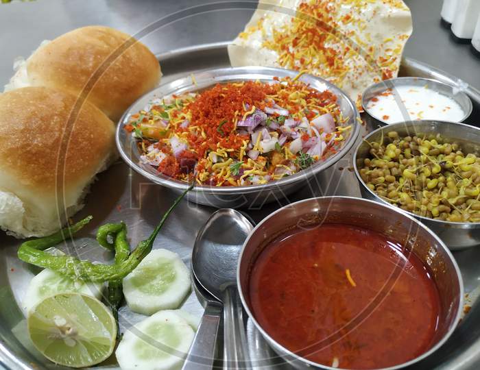 Misal-Paav Famous Maharashtra cuisine - spicy fast food - snack
