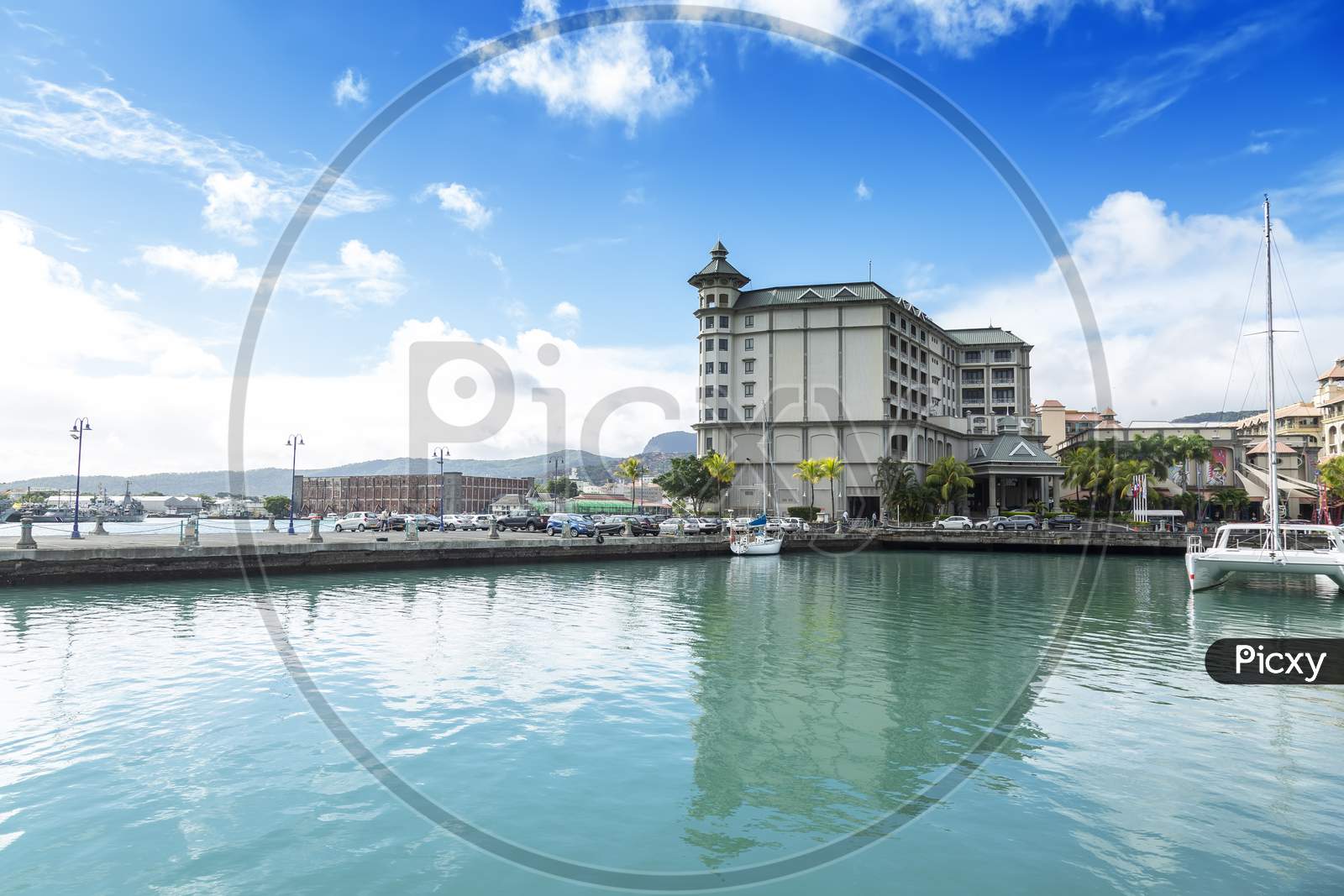 skyline view of Port Louis waterfront,Mauritius.