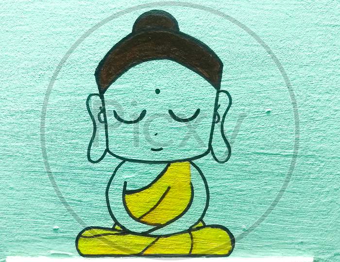A wall painting of Buddhist monk.