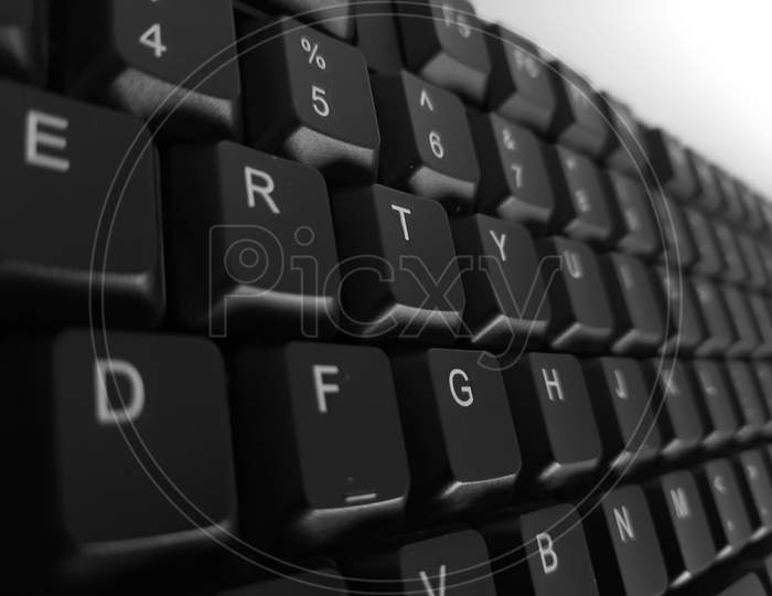 Keyboard keys in blurry effect. Keyboard macro shot with blurr.