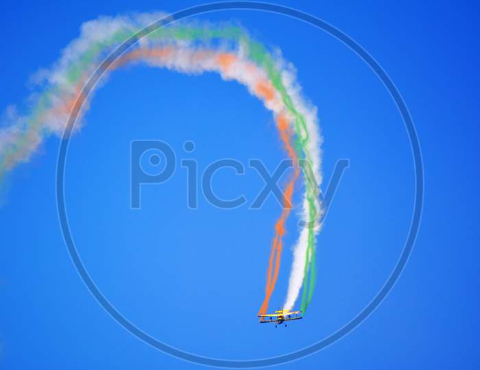 Scandinavian Air Show Team (Sweden) performing aerobatics at Air show, India