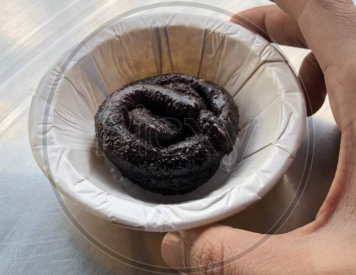 Strange Looking Black Jalebi Served In A Bowl