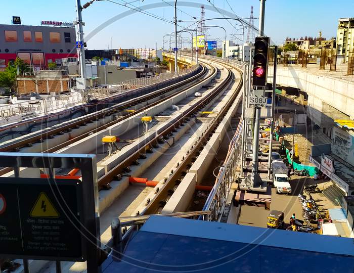 Metro track, Sitabuldi Metro Interchange in Nagpur, Maharashtra, India on 26th January, 2020
