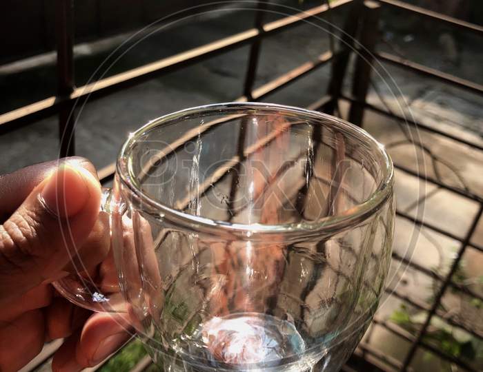 Empty Clear Glass Coffee Cup