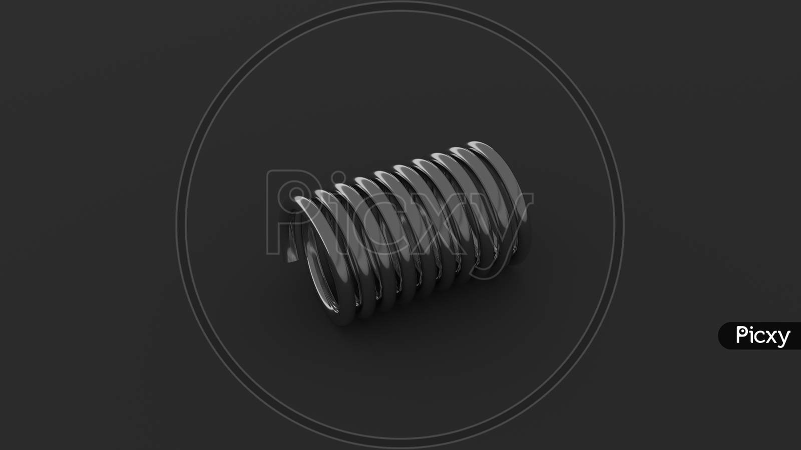 Steel Spring On A Grey Background