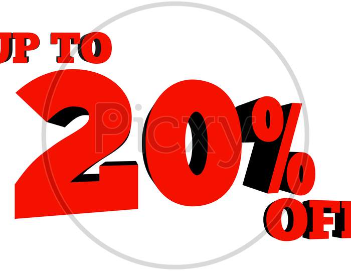 Up to 20% OFF 3d illustration.Up to 20% OFF 3d rendering.
