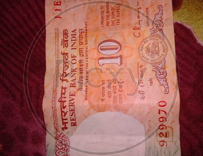 An indian 10rupees old currency