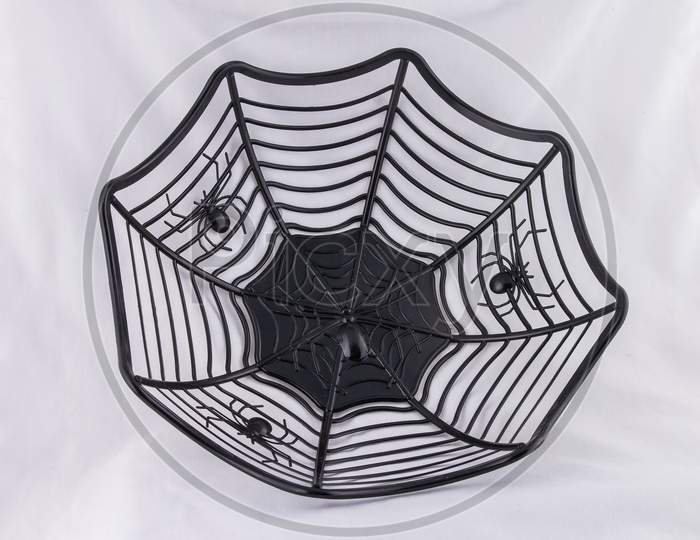 Halloween candy treat bowl in spider cobweb design