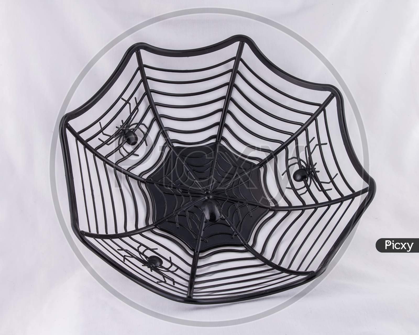 Halloween candy treat bowl in spider cobweb design