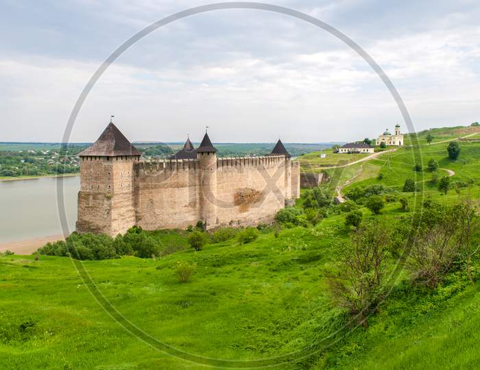 Panorama Of Khotyn Fortress On Dniester Riverside. Ukraine
