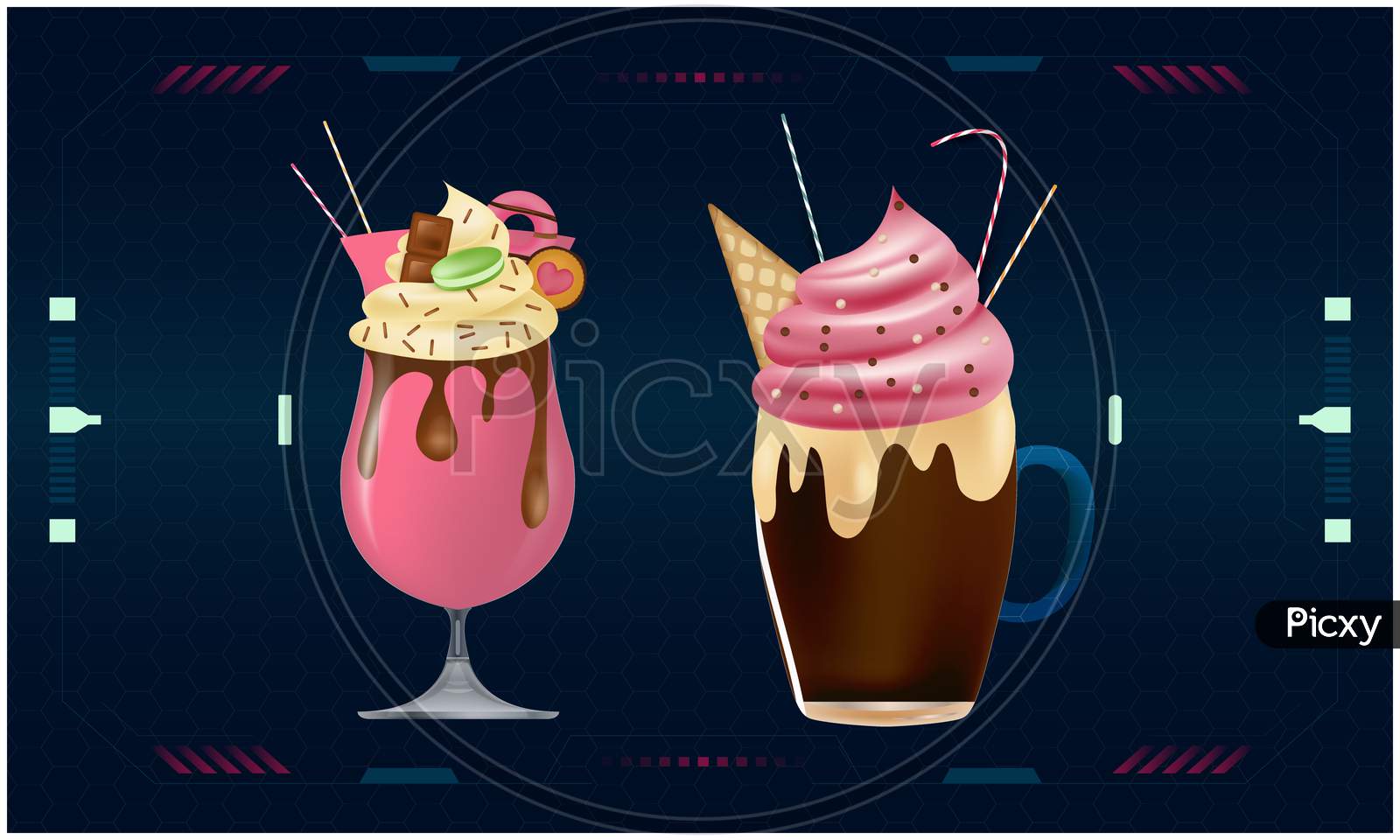 Mock Up Illustration Of Ice Cream On Digital Background
