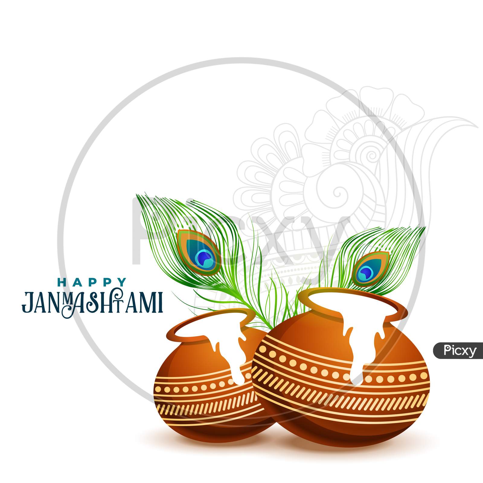 Happy Janmashtami Background With Matki And Makhan