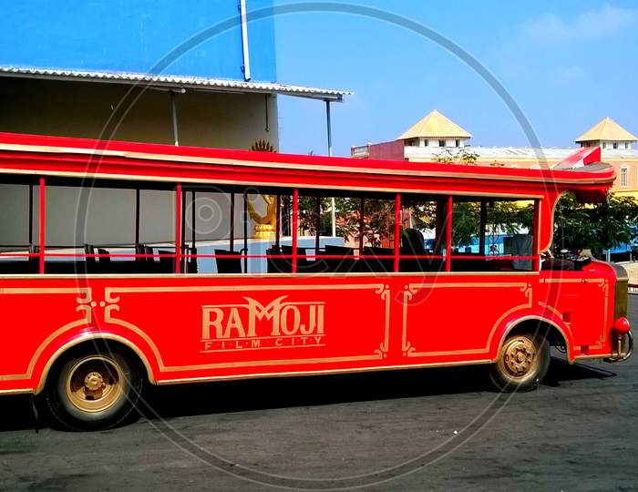 Ramoji Film City Red Bus Hyderabad India