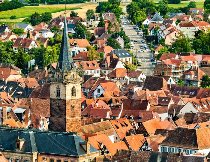 View Of Obernai, A Town In Bas-Rhin, France