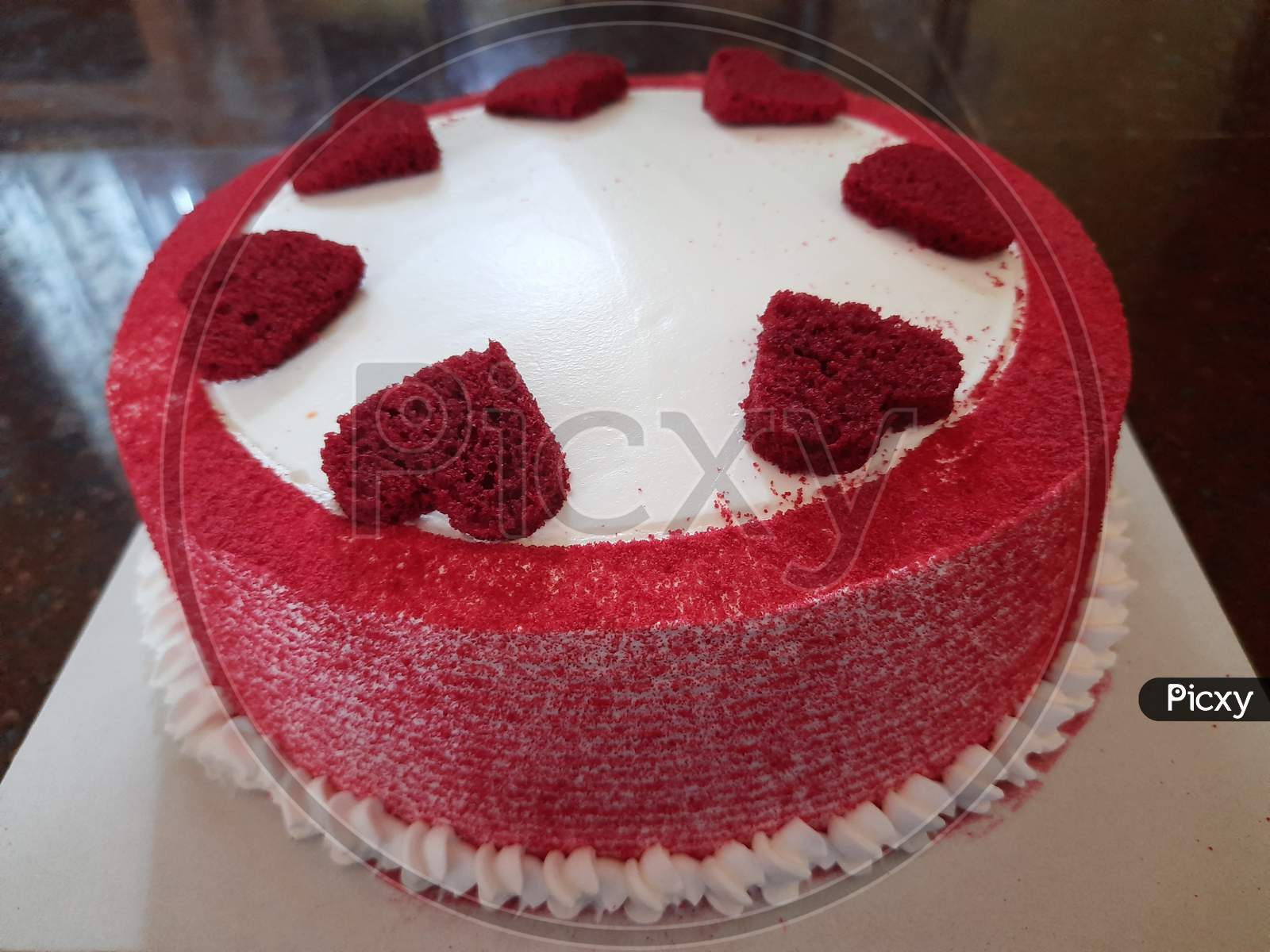 Homemade Heart designed Red velvet cake for birthday