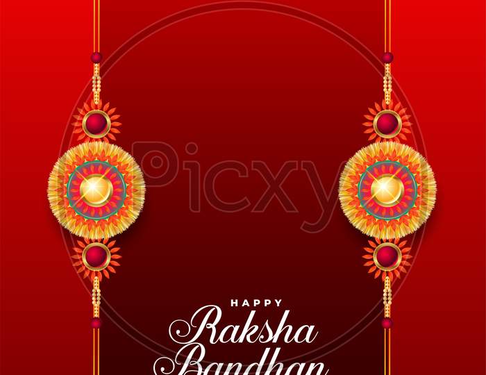 Happy Raksha Bandhan Red Background With Two Rakhi