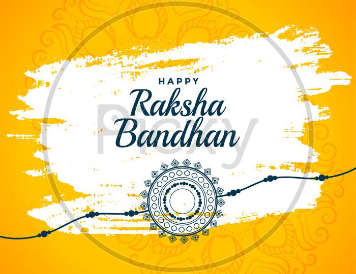 Happy Raksha Bandhan Yellow Greeting Background Design