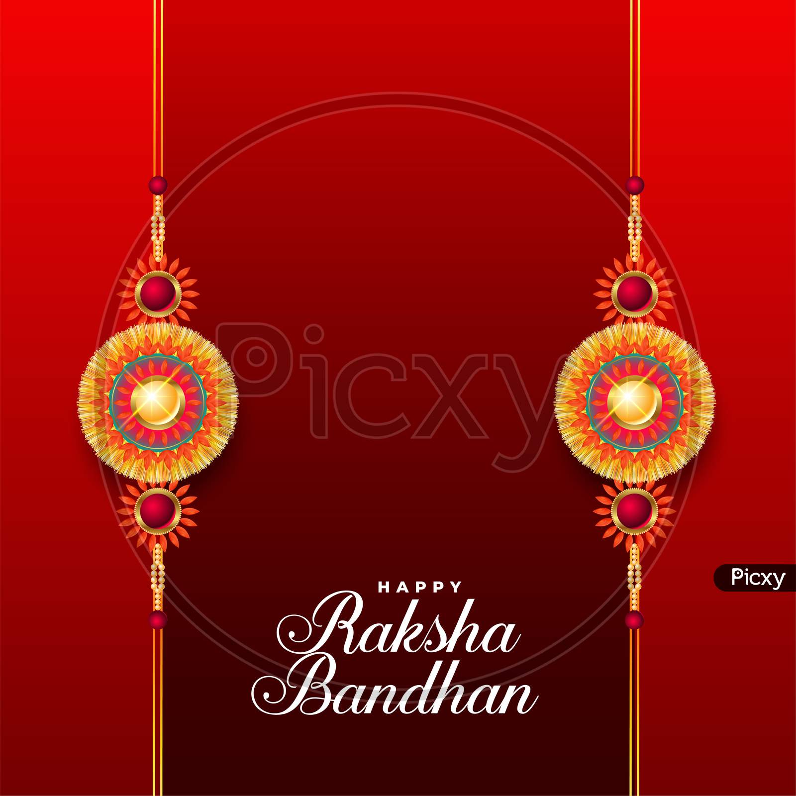 Happy Raksha Bandhan Red Background With Two Rakhi