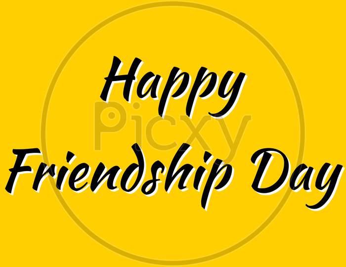 Happy Friendship Day illustration in black color with yellow background. Friendship day rendering. Happy friendship day clip art.