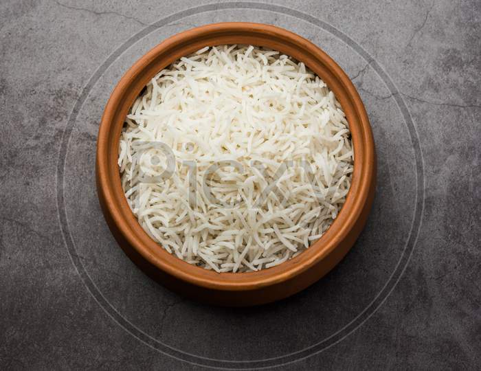 Boiled Indian Basmati Rice Served In A Bowl