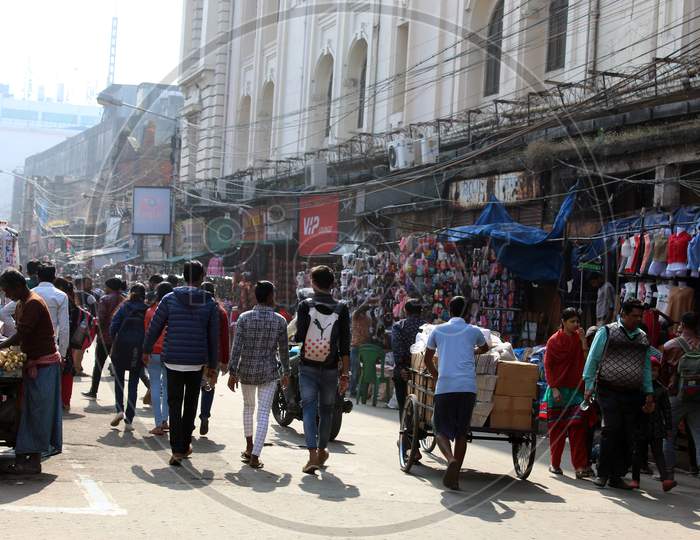 Random Crowd on festive season for shopping, at Esplanade, New Market, Dharmatala, Kolkata.