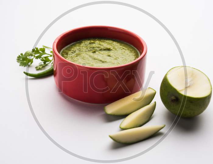 Raw Mango Chutney Is A Tangy Dip Made Using Coriander And Raw Mangoes And Chilli