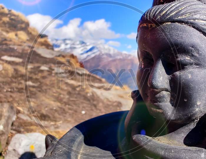 Shiva statue on top of the mountain