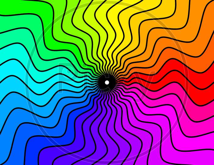 Multi colored Curved line design in white background. Colorful Curved line design illustration. Rainbow color Curved line design rendering