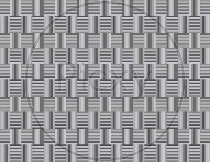 Monochrome fabric seamless pattern. gray color striped square texture. Visual illusion effect, horizontal vertical lines.  Trendy geometric shape, Fibrous squares. Abstract Checkered pattern