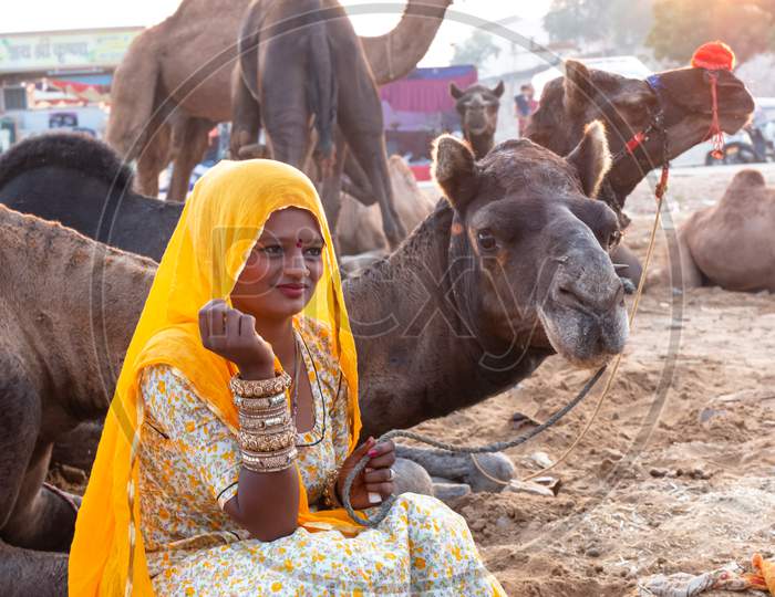 Indian Woman with Camel