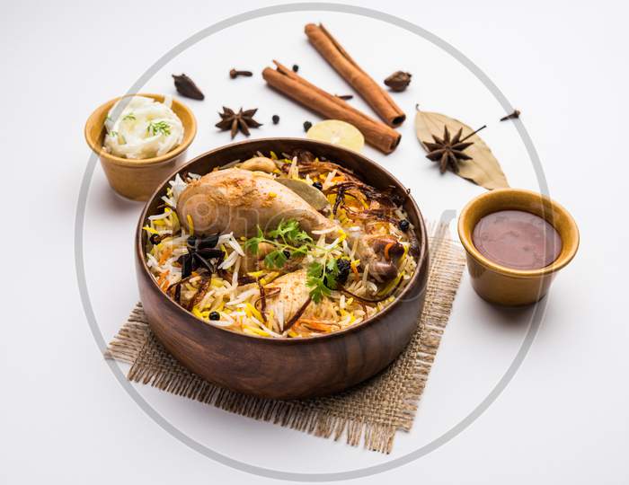 Restaurant Style Chicken Biryani - It'S A Popular Non-Veg Food From India, Served In A Bowl