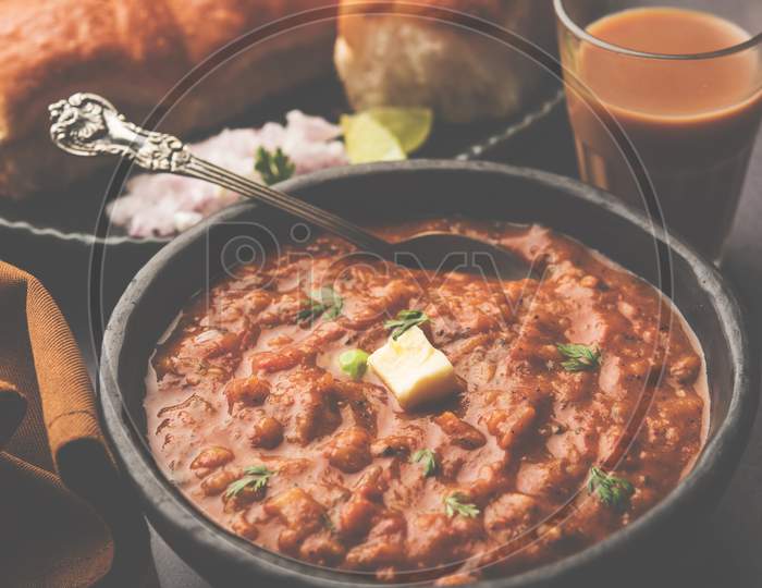 Pav Bhaji Is A Popular Indian Street Food That Consists Of A Spicy Mix Vegetable Mash & Soft Buns