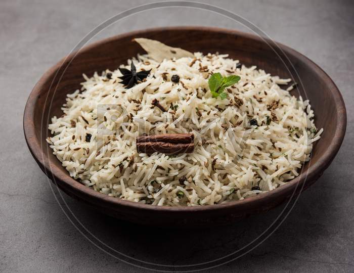 Jeera Rice - Basmati Rice Flavored With Fried Cumin Seeds And Basic Spices, Indian Food