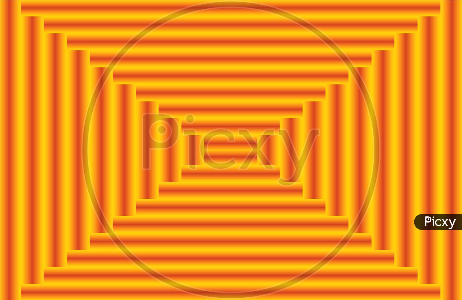 Square optical illusion. Seamless 3d red and yellow gradient striped square background. abstract layered line pattern square texture. From small to big. Square centered composition.
