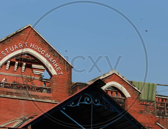 Cropped and partial view of famous 'S.S. Hog Market', at Esplanade East, Kolkata, West Bengal 700069.