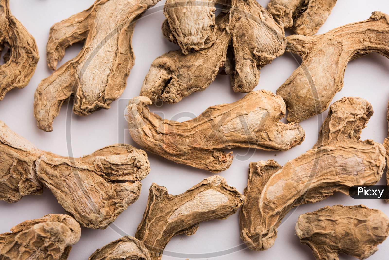 Close Up Of Dried Ginger Or Sonth Isolated On White Background